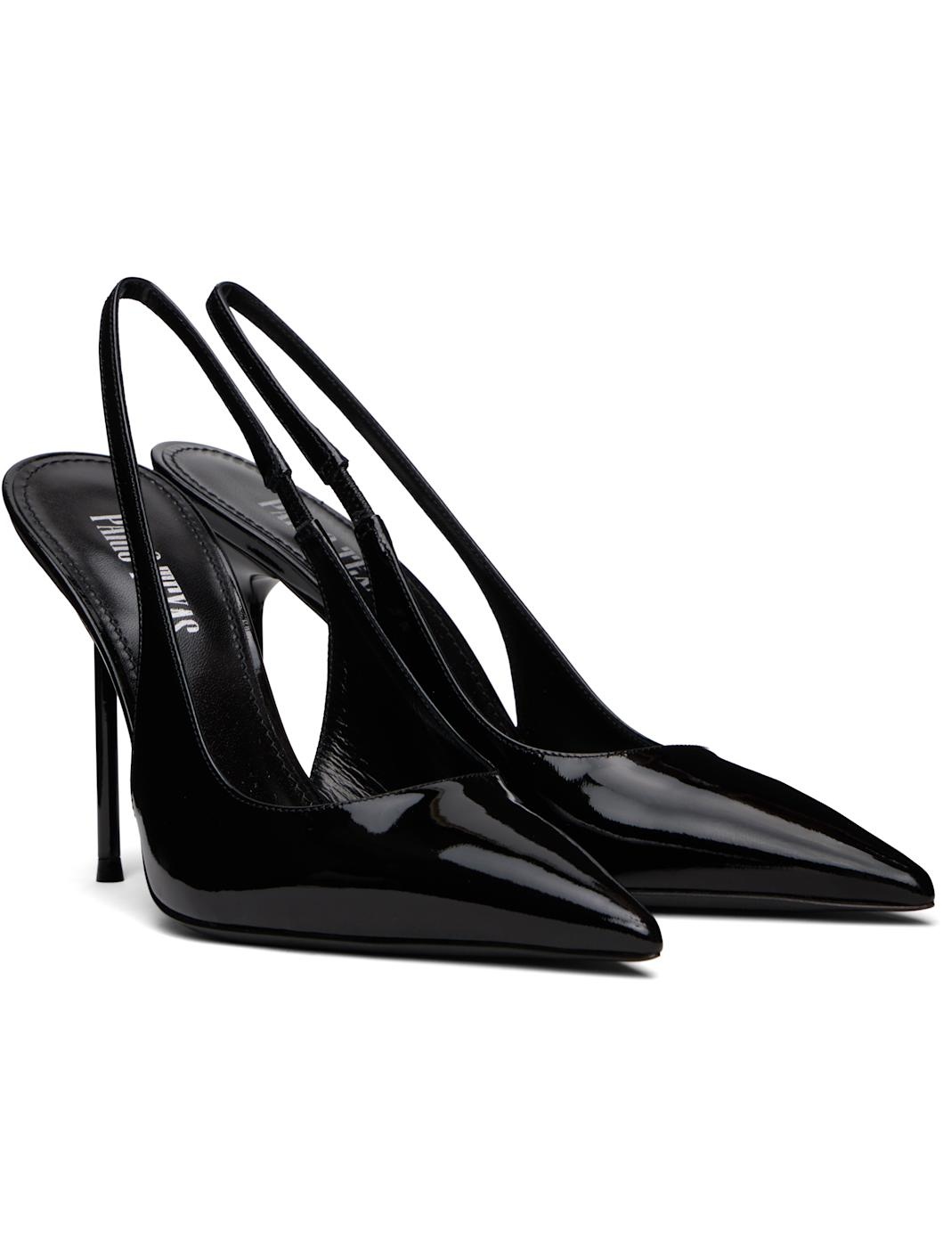 Black Lidia Slingback Heels - 4