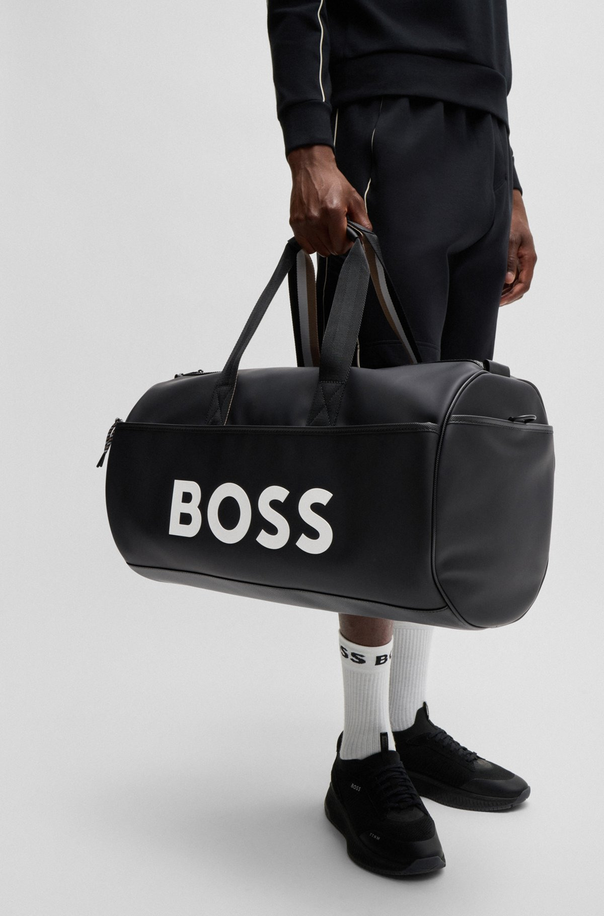 BOSS X MATTEO BERRETTINI  FAUX-LEATHER HOLDALL WITH CONTRAST LOGO - 4