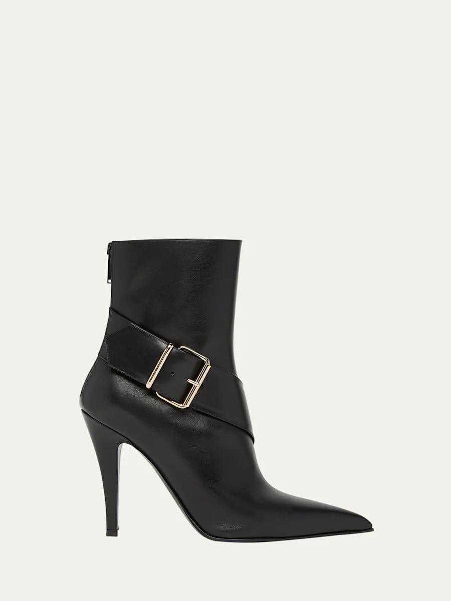 Heron Buckle Leather Ankle Boots - 1