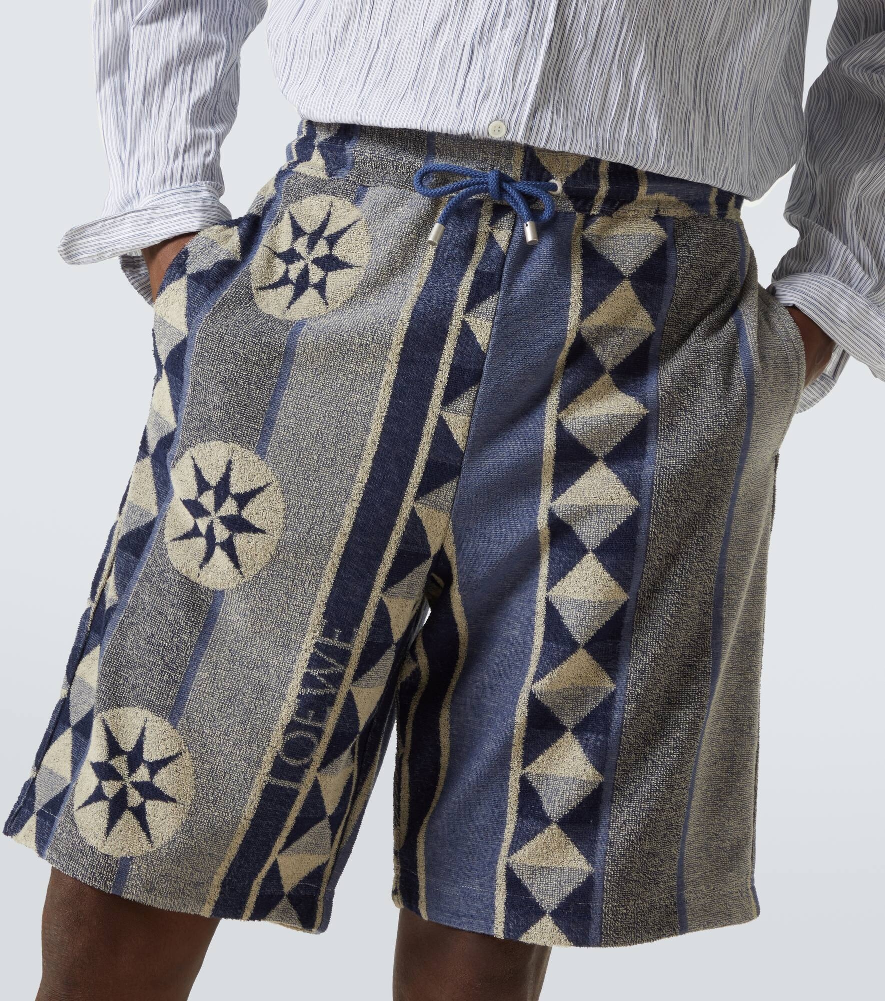 Printed cotton-blend terry Bermuda shorts - 5