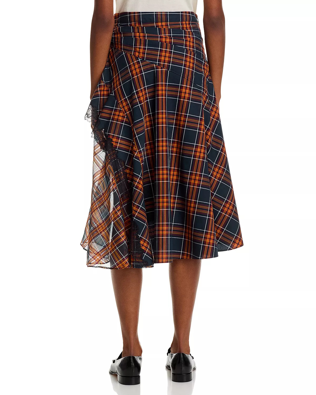 Draped Organza Combo Midi Skirt - 3