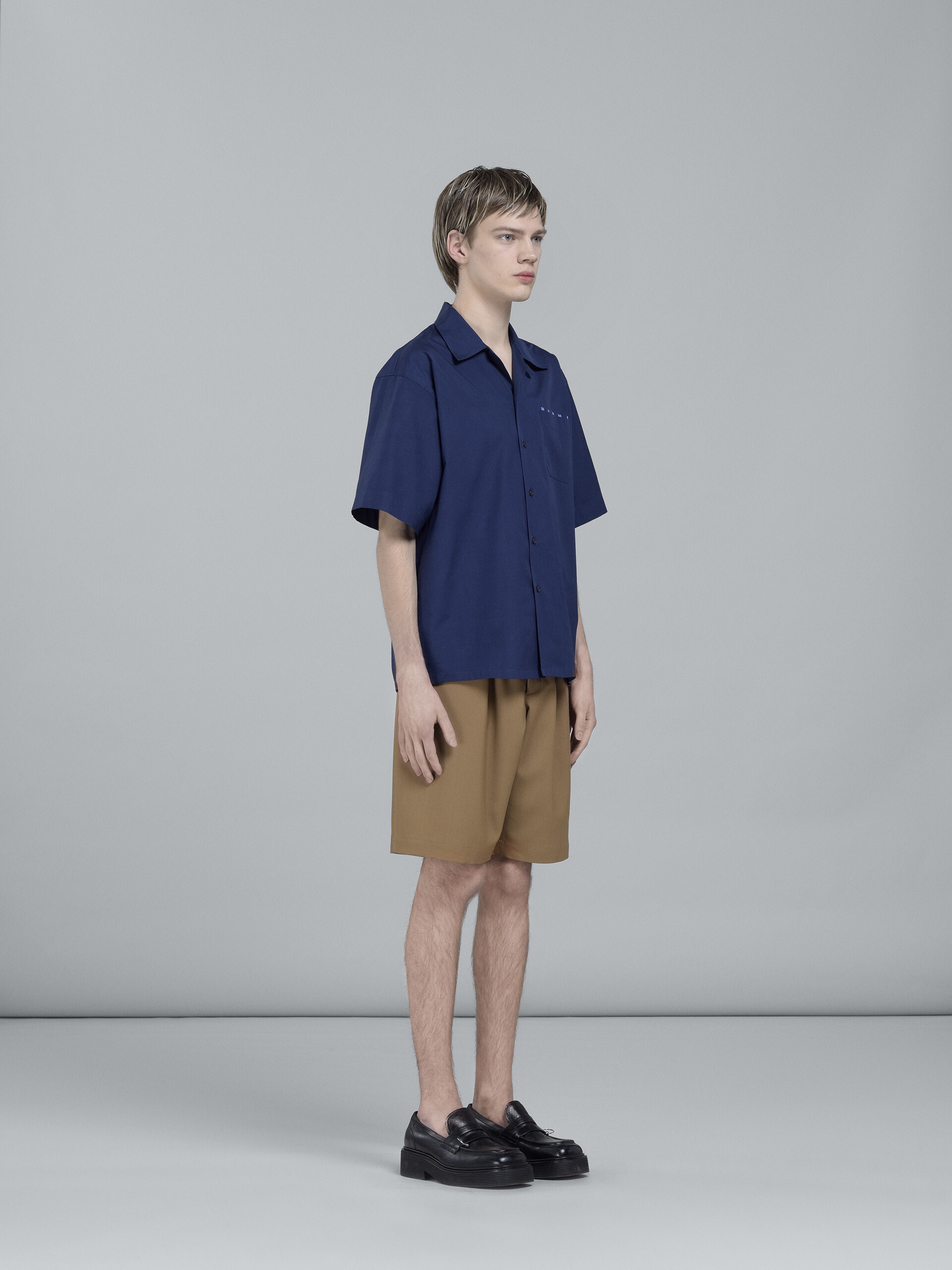 BLUE POPLIN LOGO BOWLING SHIRT - 5