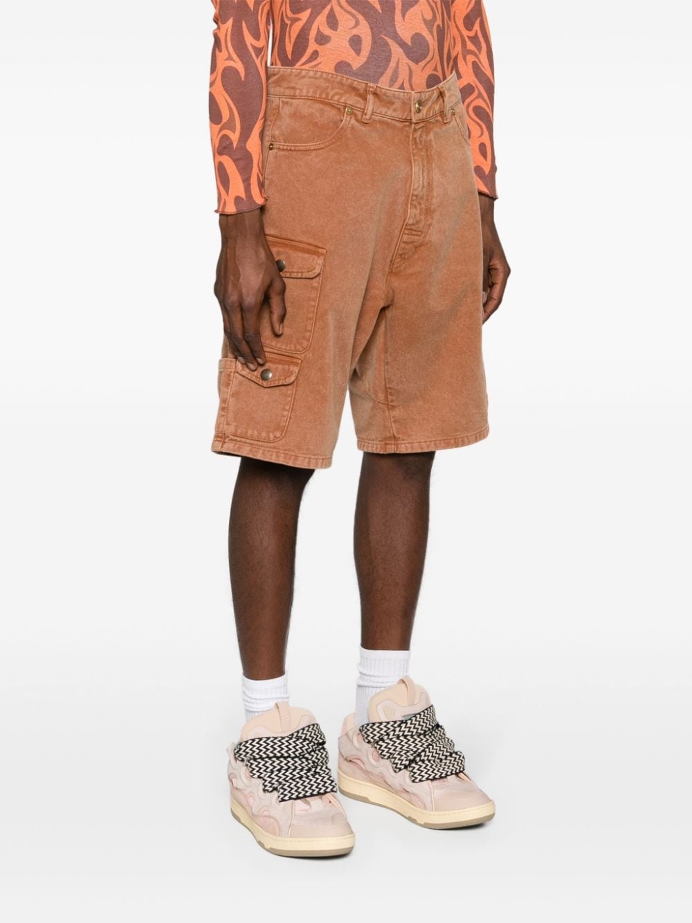 denim cargo shorts - 3
