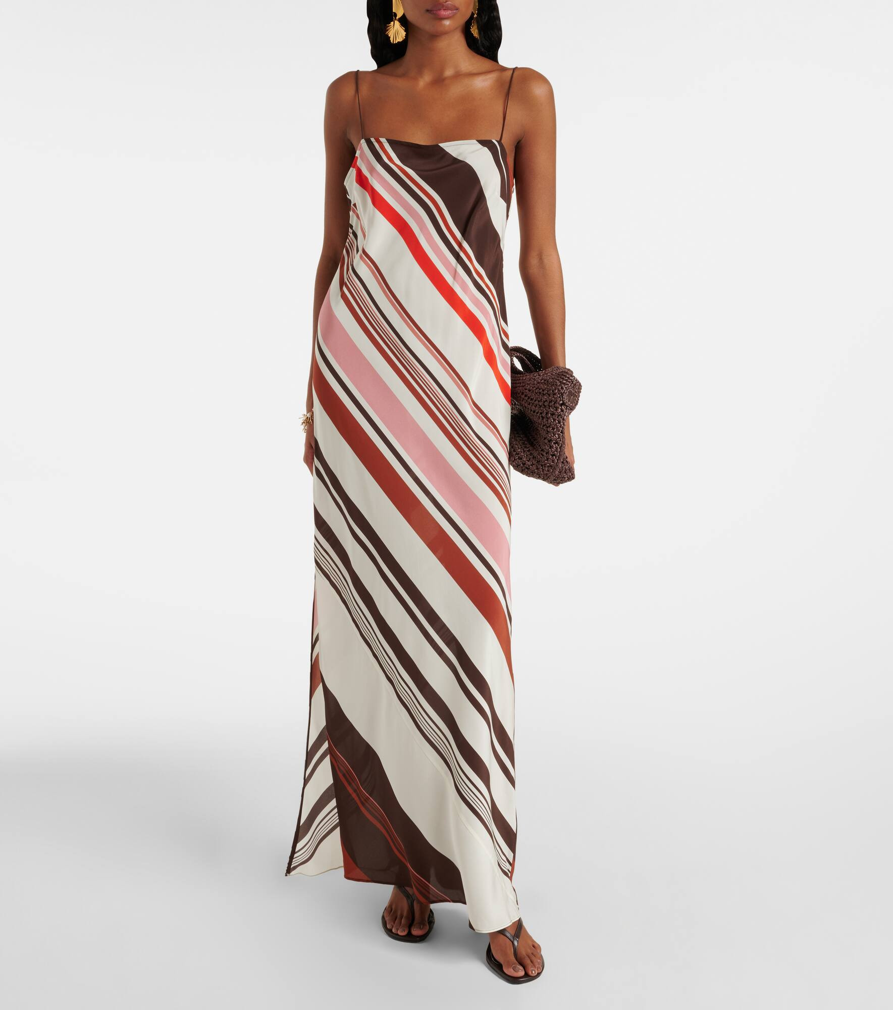 Thistle striped silk satin maxi dress - 2