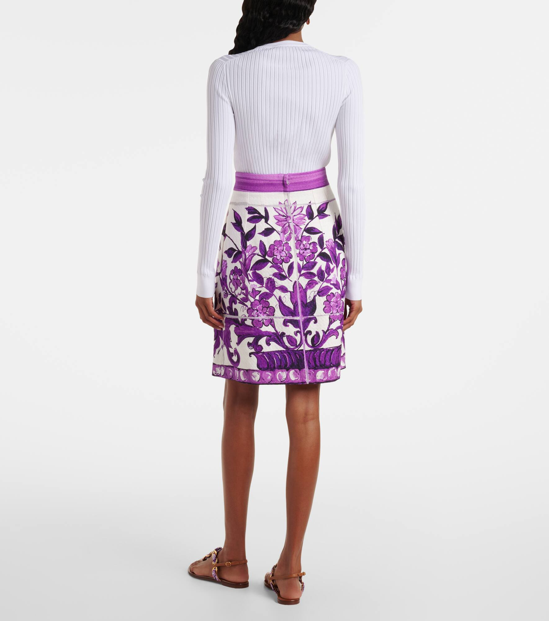 Majolica cotton and linen-blend miniskirt - 3