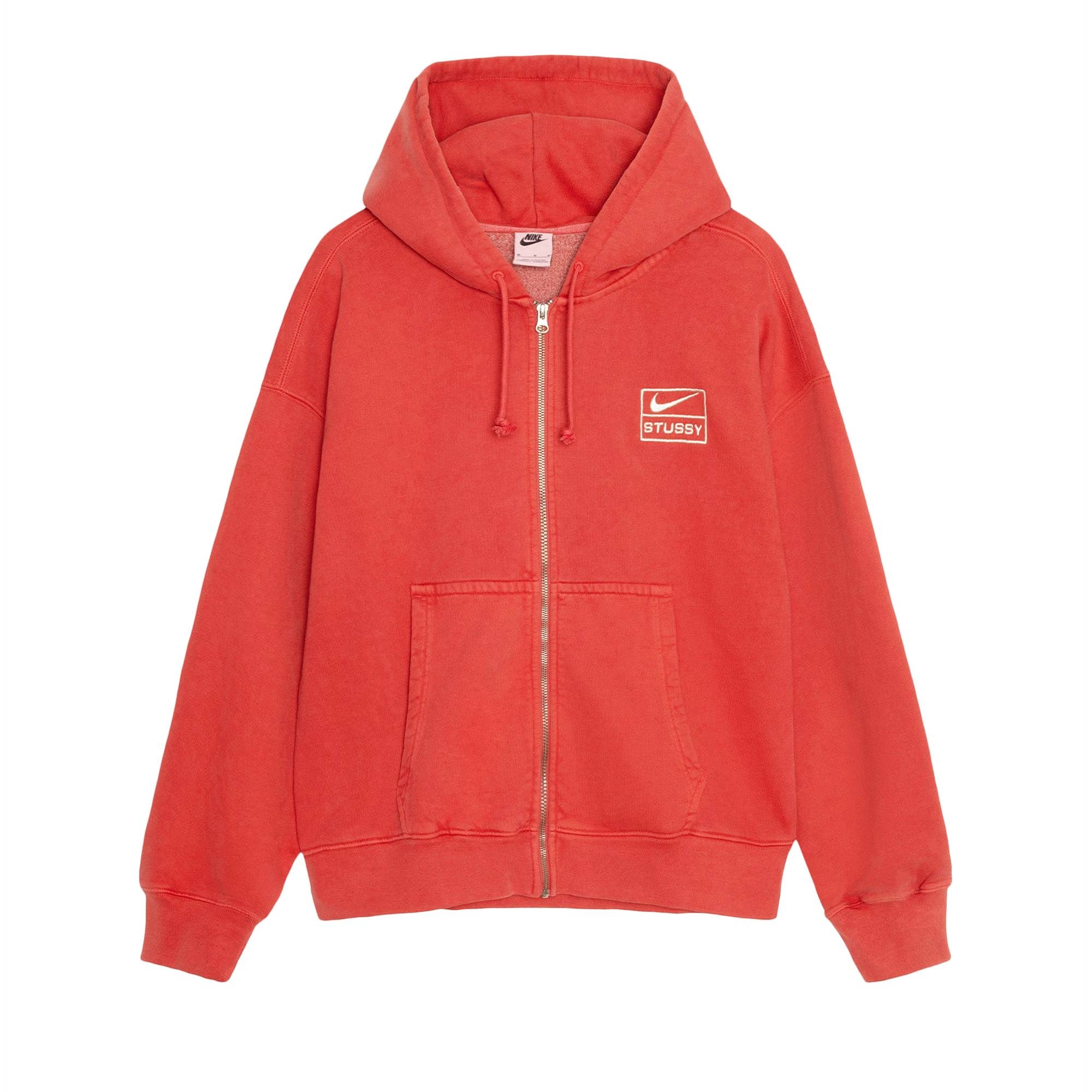 Stussy x Nike Pigment Dyed Fleece Zip Hoodie 'Habanero Red' - 1