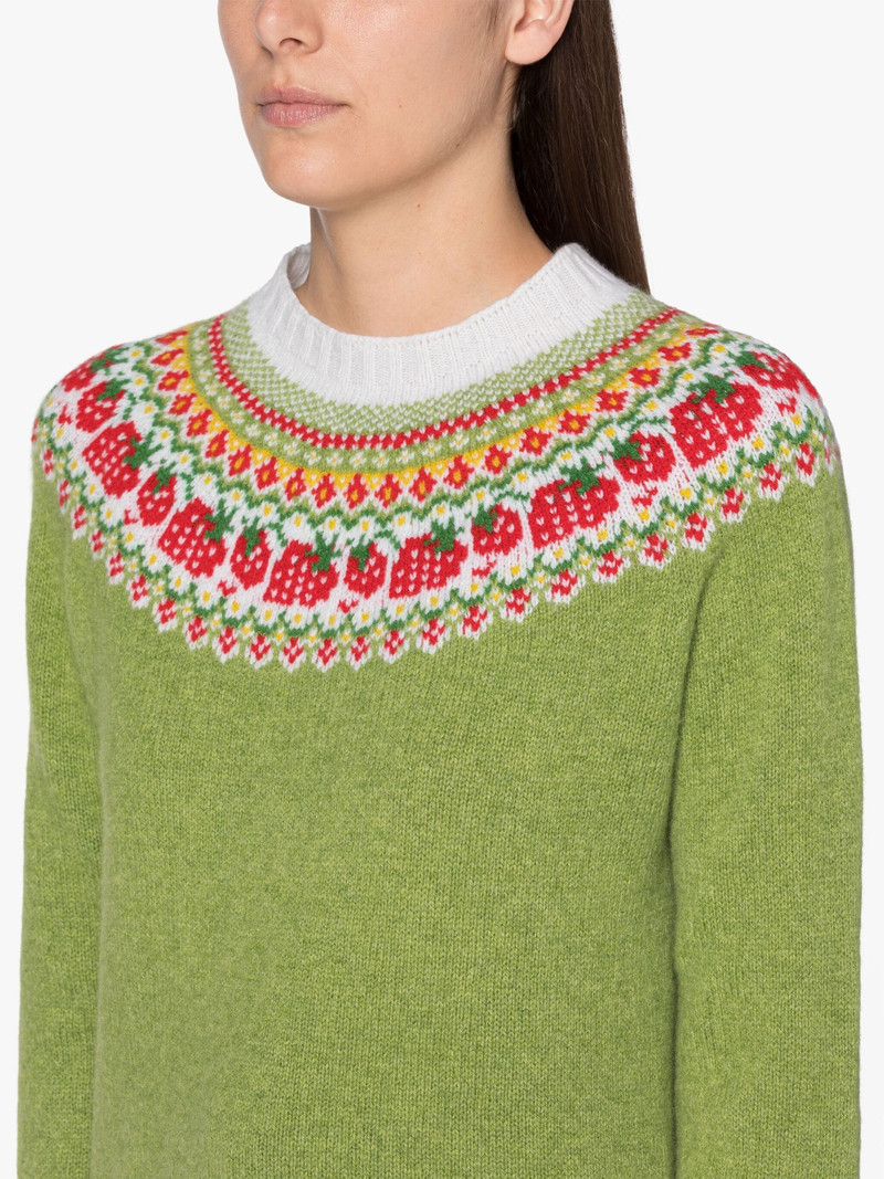 KELSI GREEN WOOL FAIR ISLE CREWNEK SWEATER 5