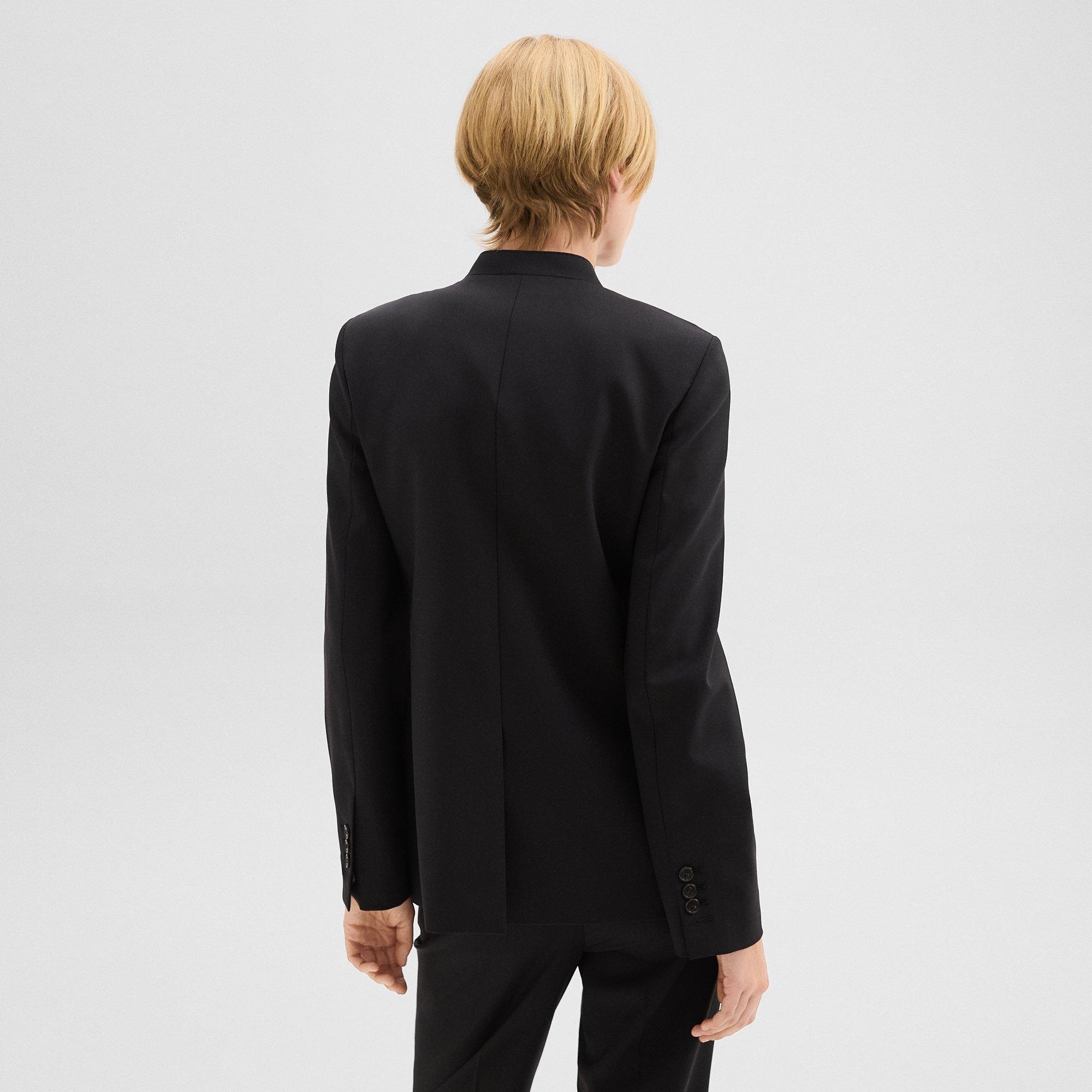 Stand-Collar Blazer in Wool Gabardine - 4