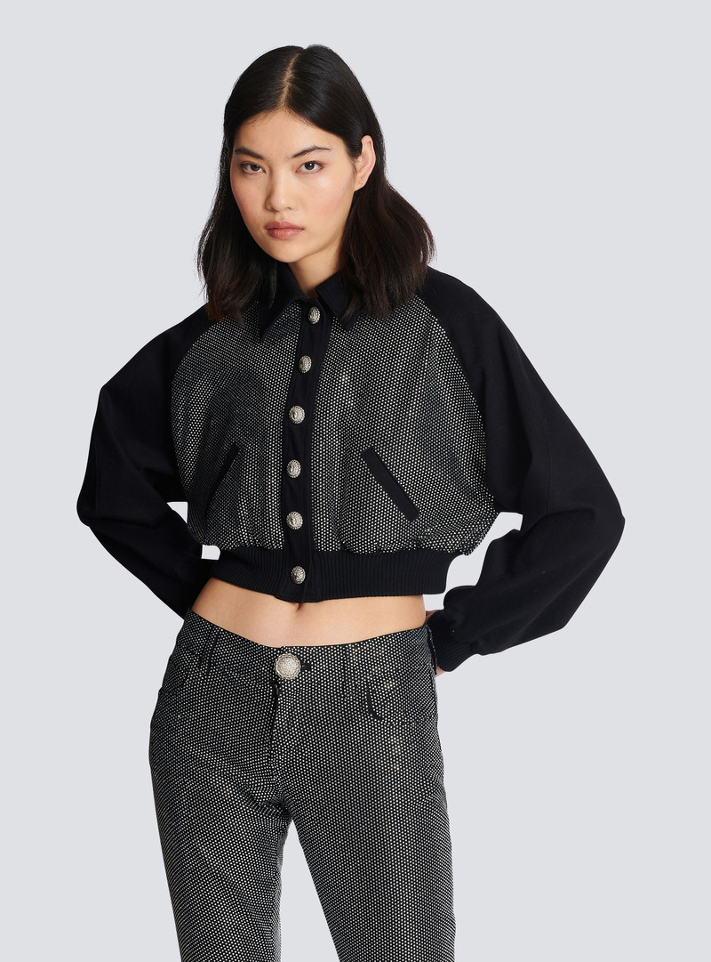Cropped Balmain jacket with rhinestones 7