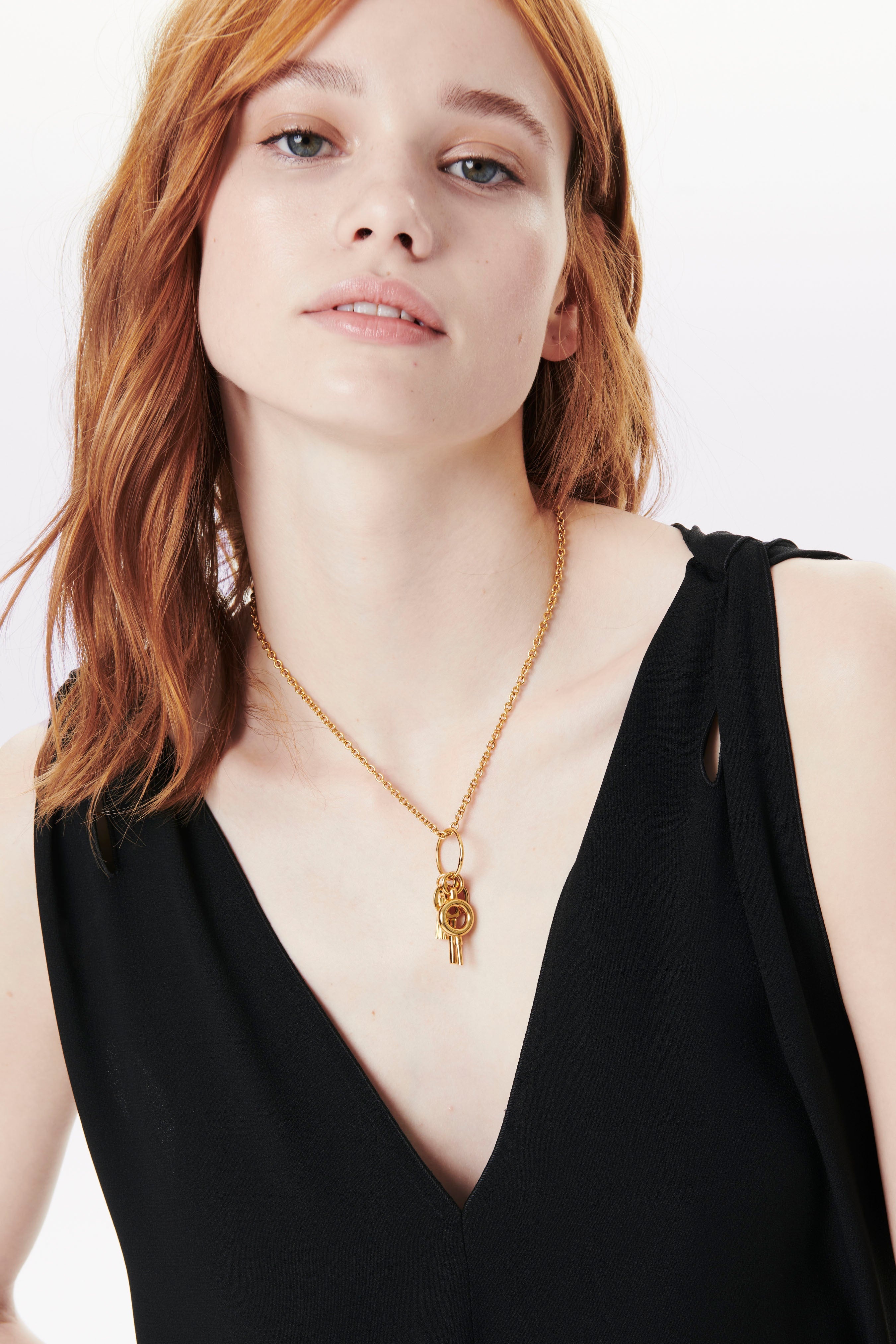 Key Charm Necklace in Gold - 3