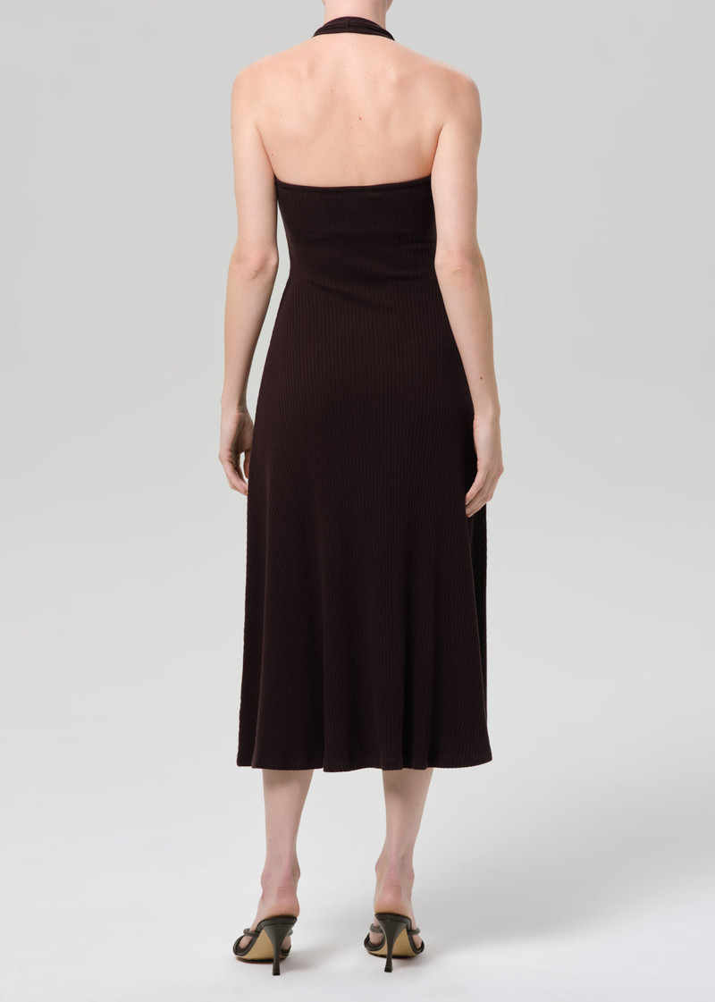 Mila Halter Dress In Chocolate 3
