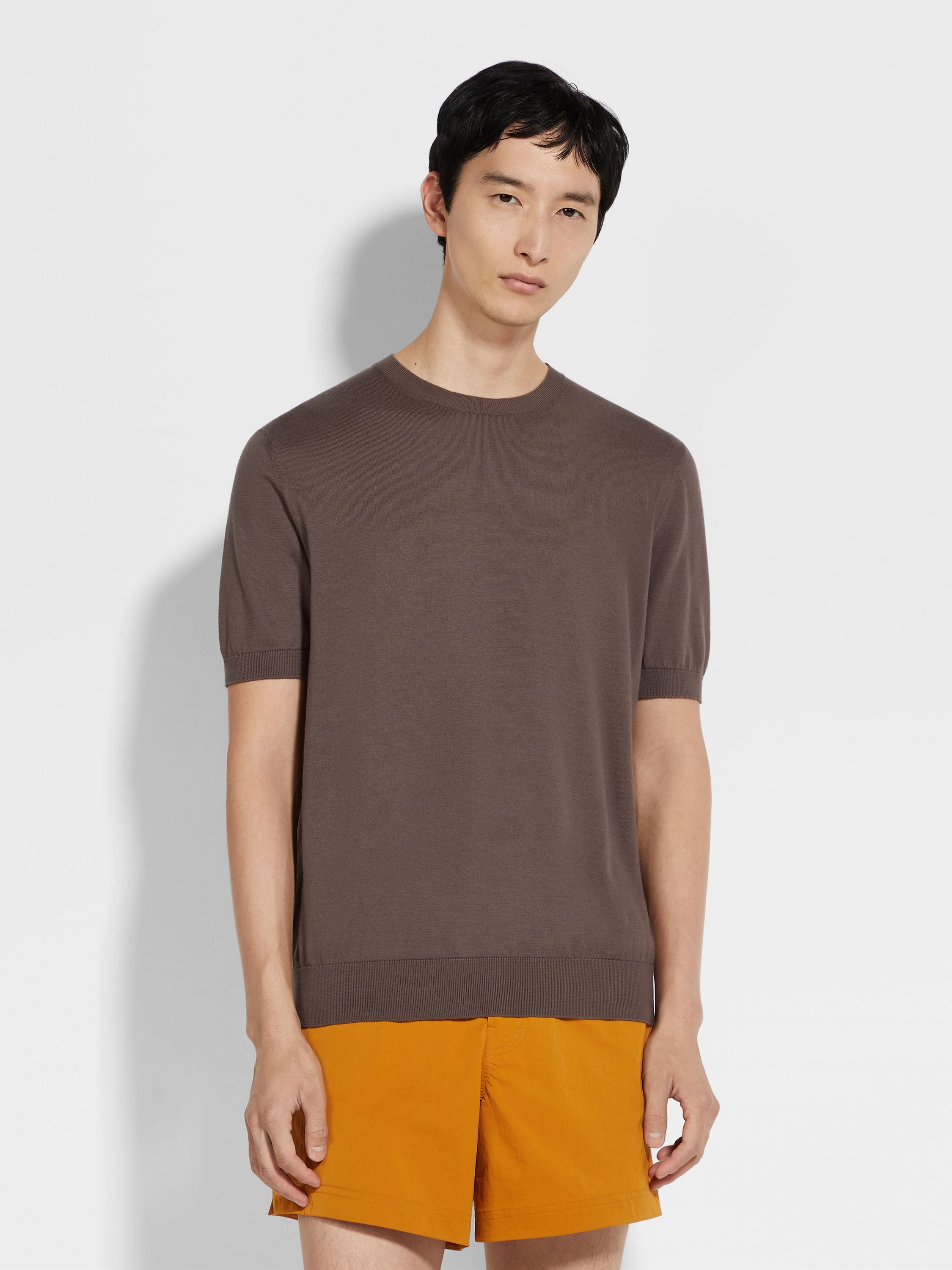 DARK TAUPE PREMIUM COTTON T-SHIRT - 4