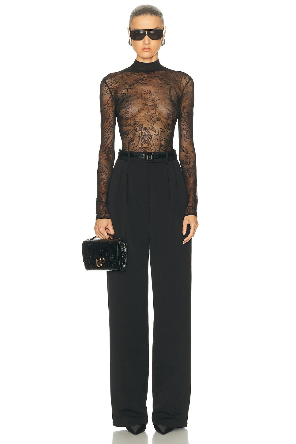 Floral Lace Long Sleeve Bodysuit - 5