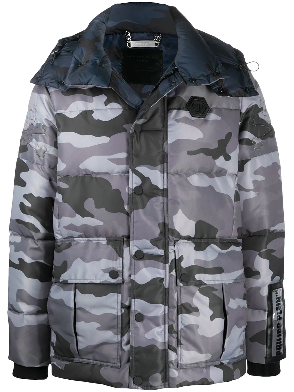 camouflage print puffer coat - 1