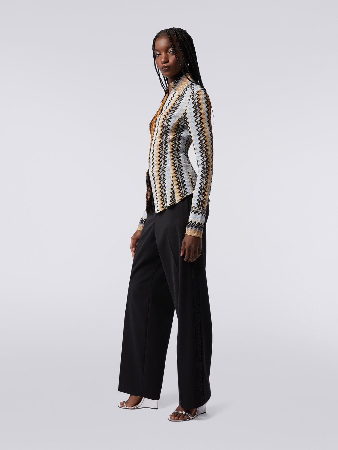 Viscose chevron shirt with lurex - 3
