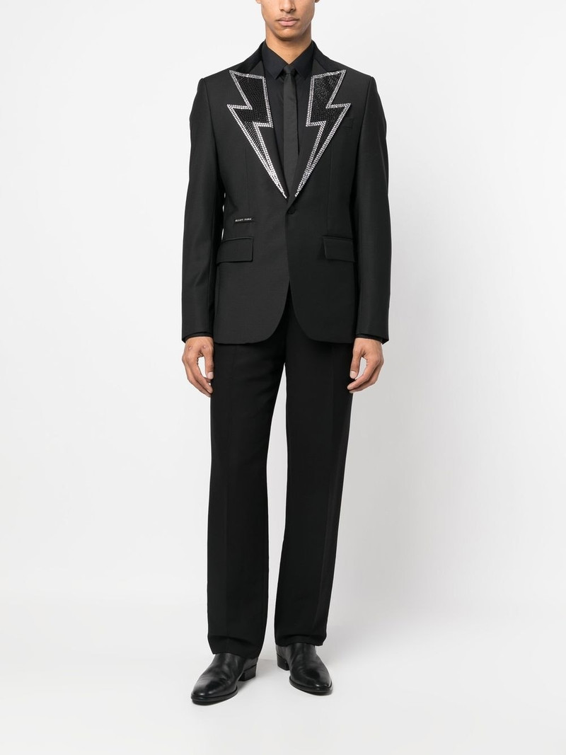 PHILIPP PLEIN crystal-embellished 단 하나 breasted blazer outlook