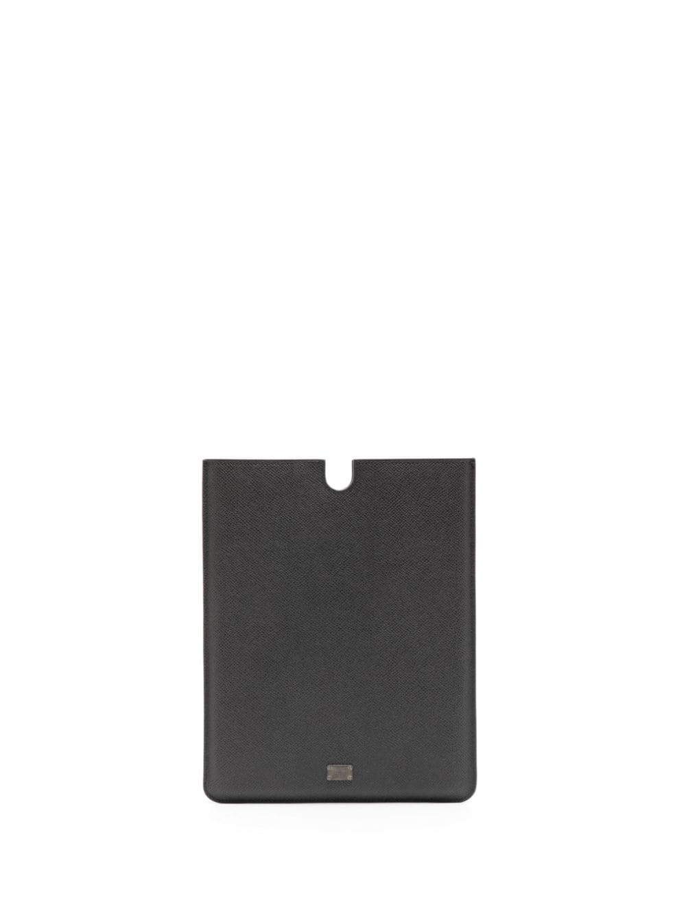 logo-plaque leather tablet case - 1