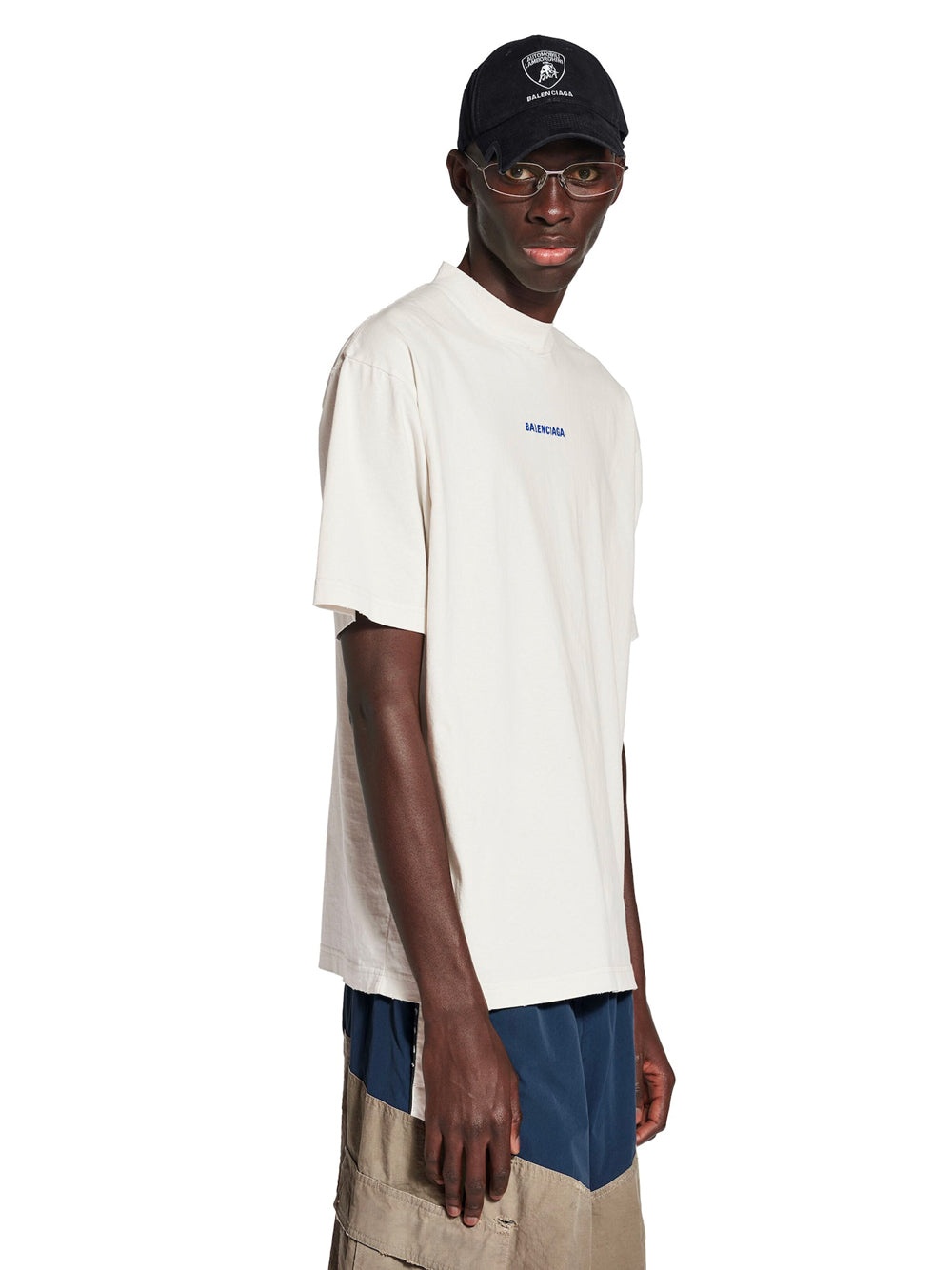 Balenciaga Back T-Shirt Medium Fit In Dirty White/Blue - 3