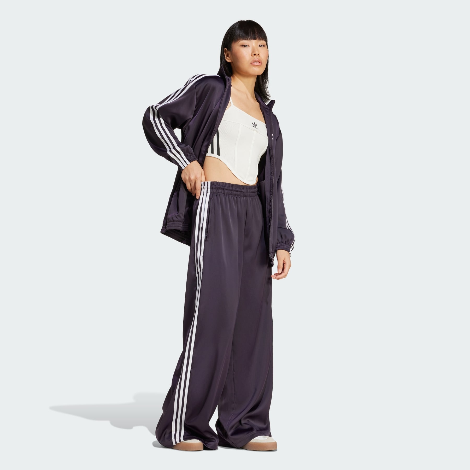 Adicolor Satin Wide Leg Track Pants - 4