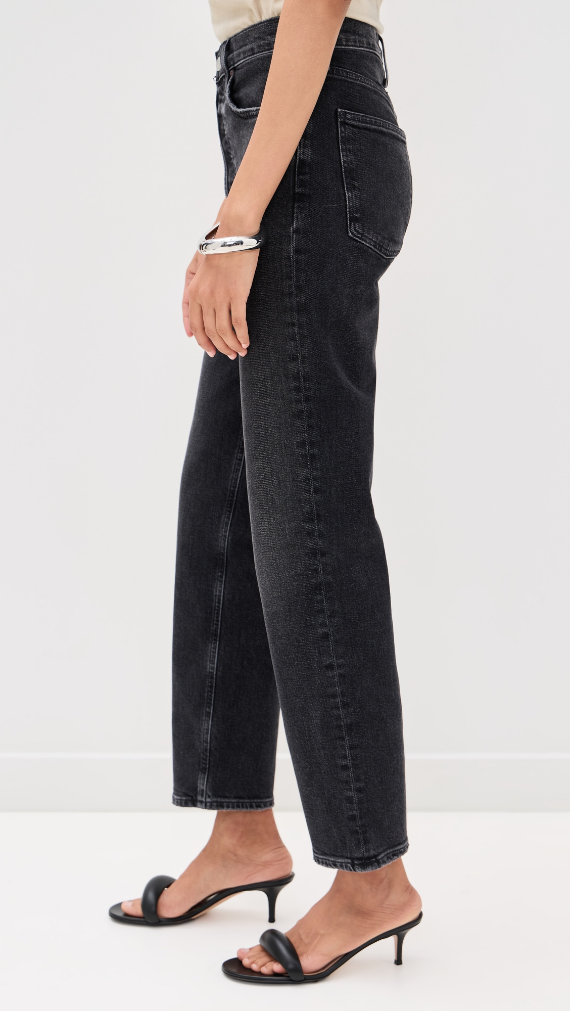 90s Pinch Waist Crop High Rise Straight Jeans 27.5" - 3