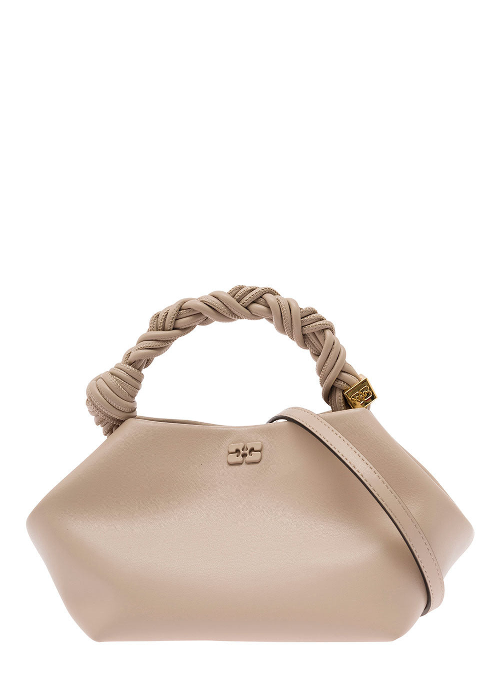 Ganni Women 'Ganni Bou' Beige Handbag With Butterfly Logo And Hand-Braided Strands In Leather Woman - 1