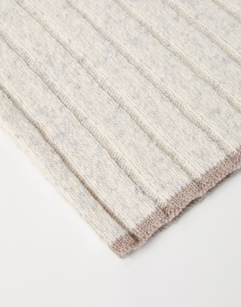 Brunello Cucinelli Flecked cashmere rib knit scarf outlook
