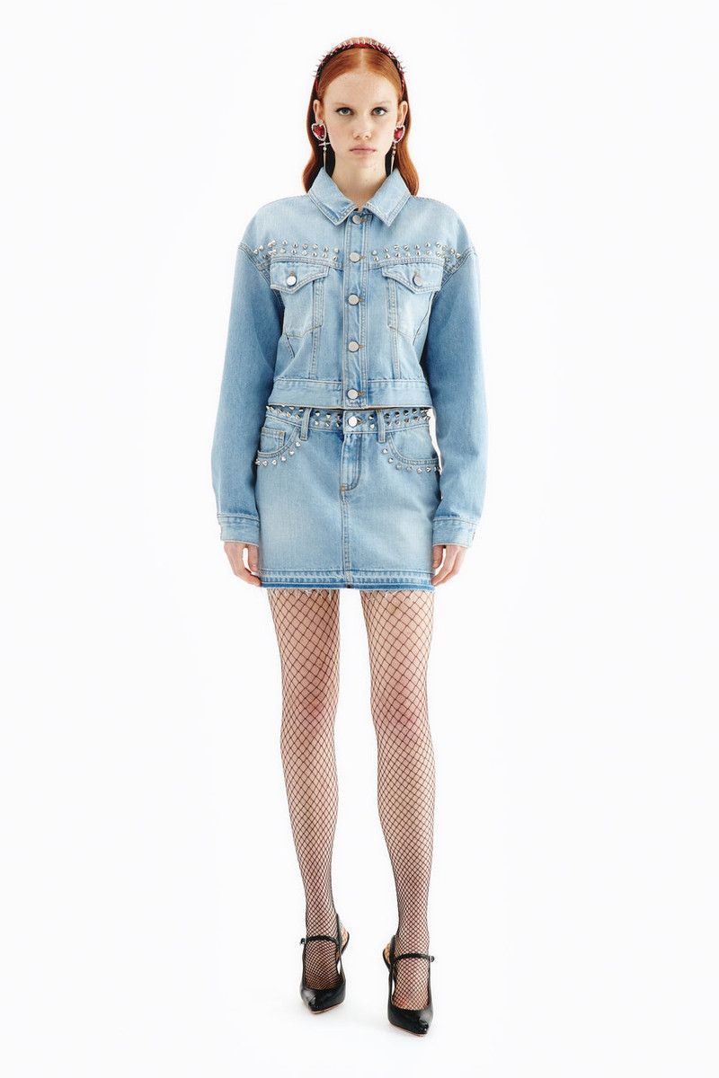Alessandra Rich DENIM JACKET WITH EMBELLISHMENT outlook
