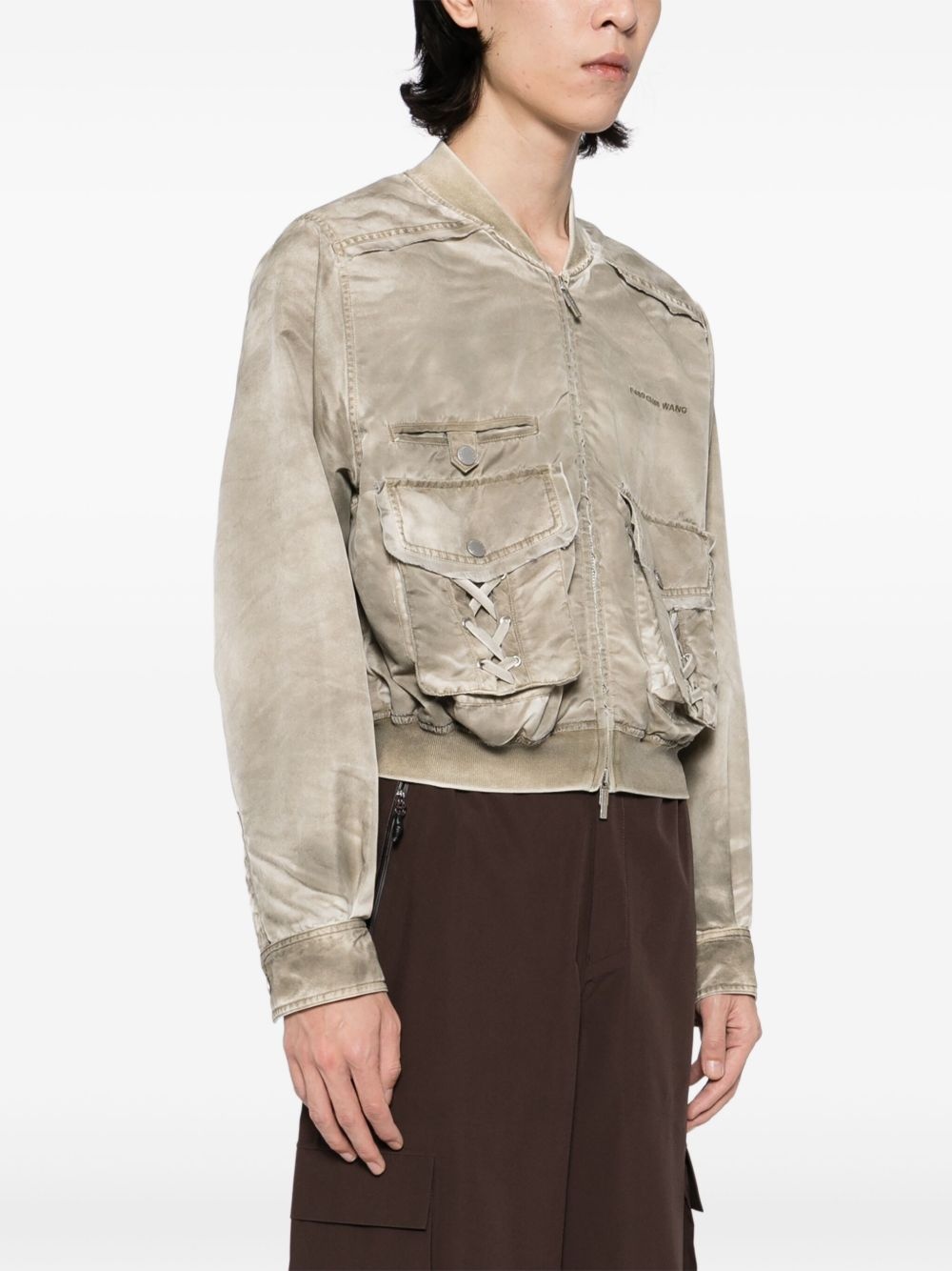 logo-embroidered bomber jacket - 3