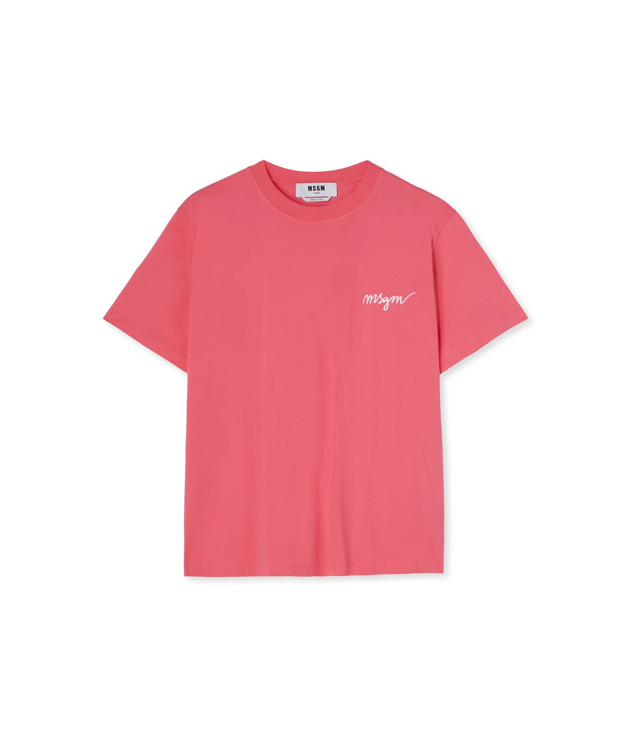 Cotton crewneck t-shirt with multicolor, embroidered logo in cursive - 2