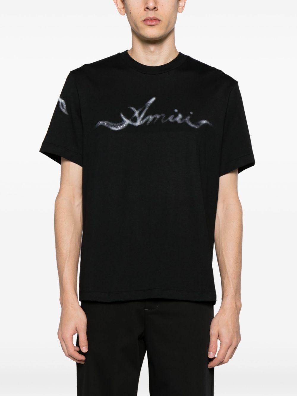 Smoke rhinestone-embellished T-shirt - 4