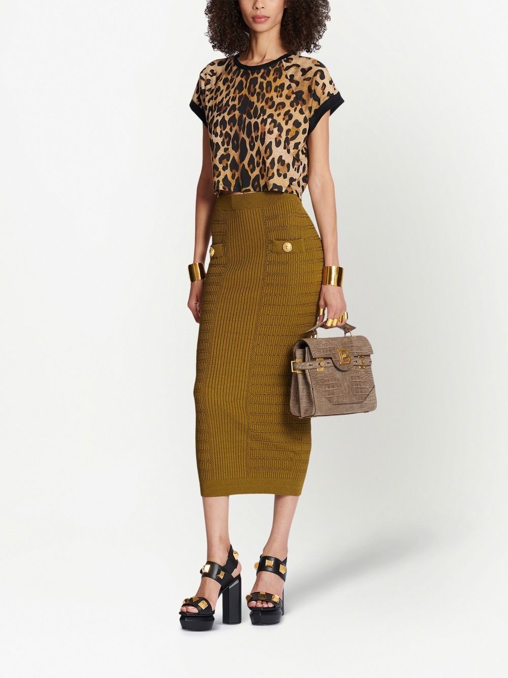 leopard-print cropped T-shirt - 2