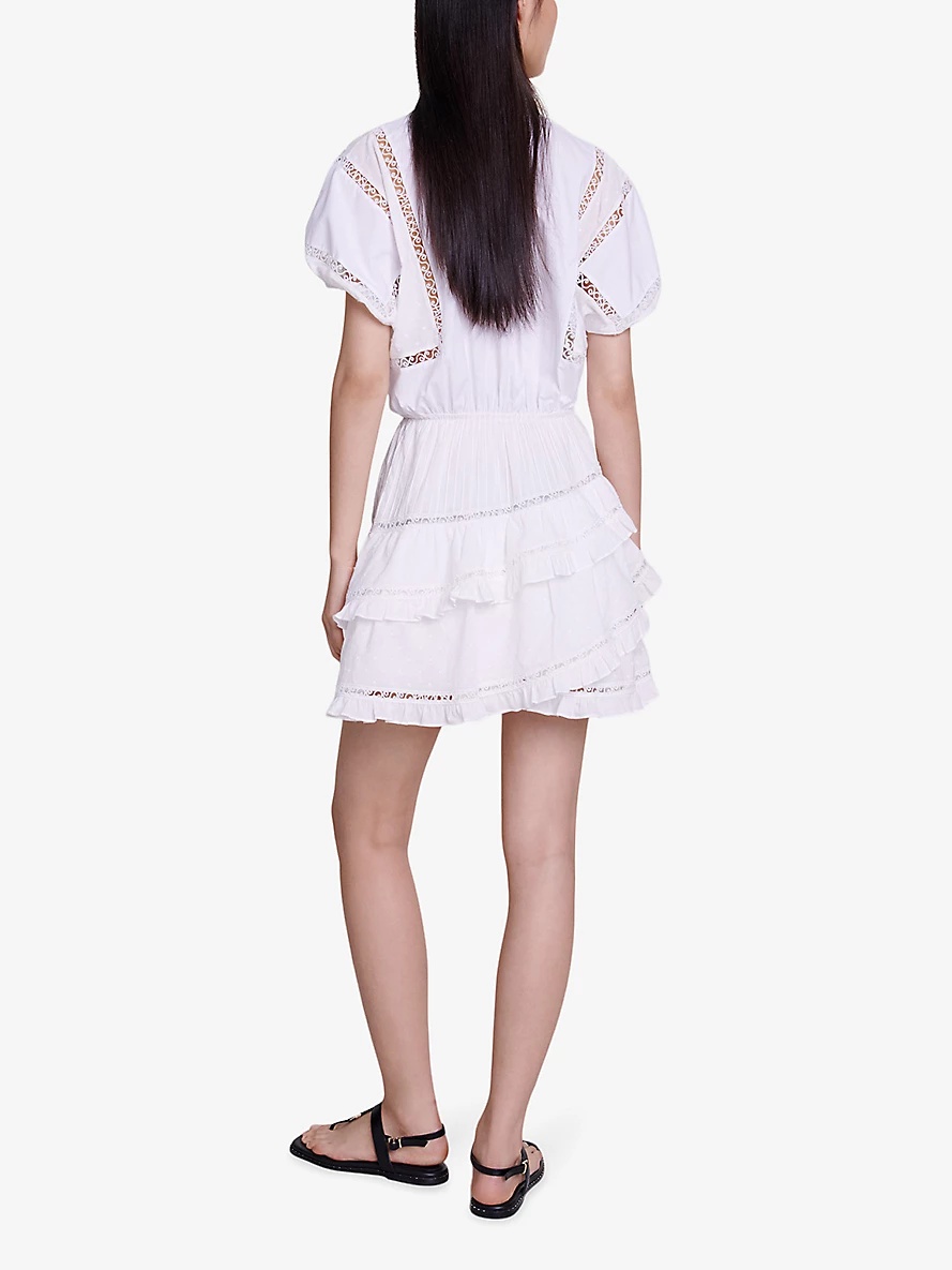 Guipure-embroidered cotton mini dress - 4