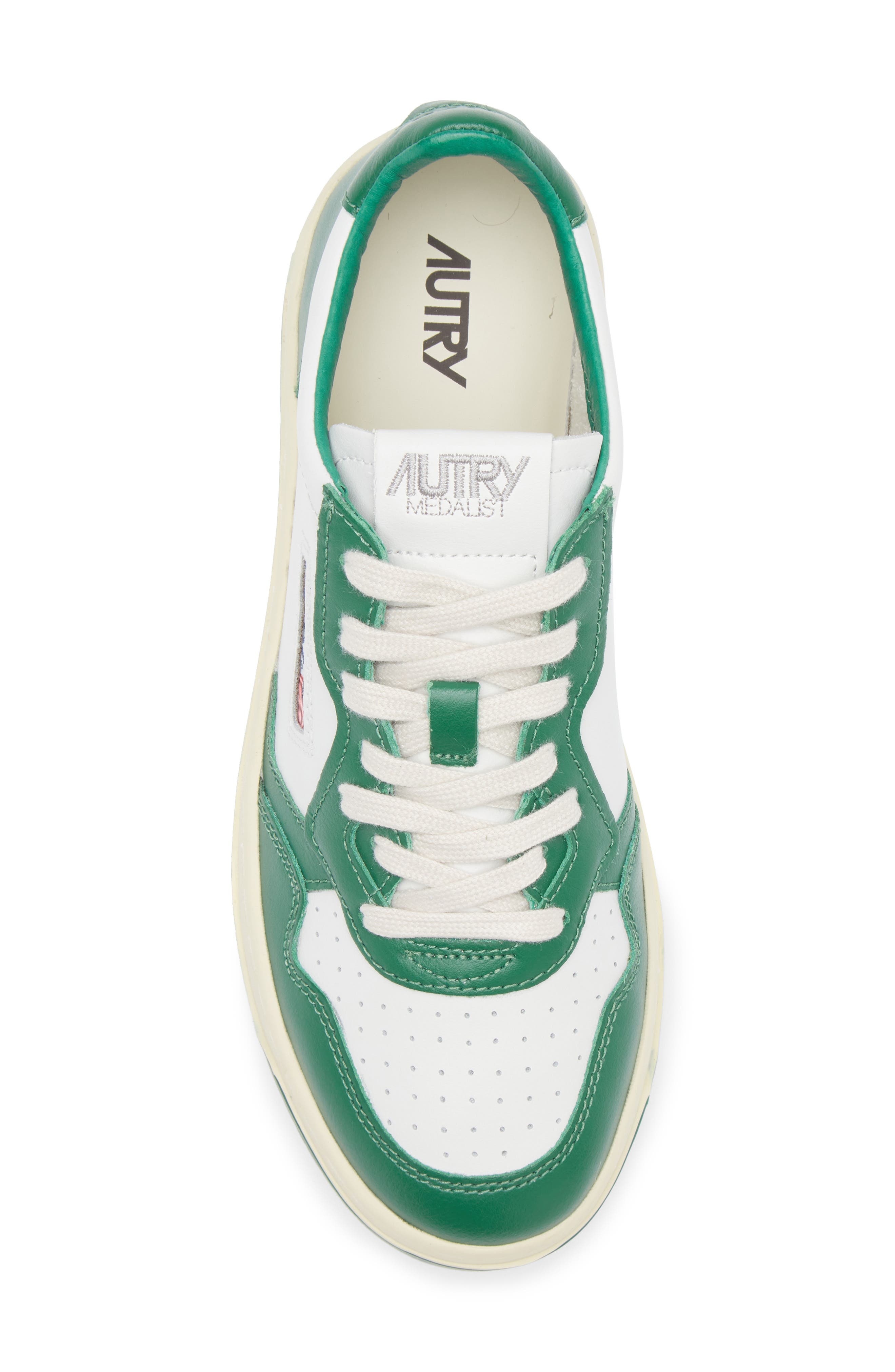 AUTRY Medalist Low Sneaker in Leat/Leat Wht/Green at Nordstrom - 5