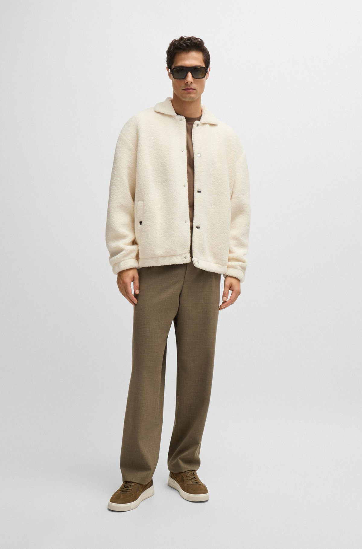 REGULAR-FIT JACKET IN TEDDY FABRIC - 4