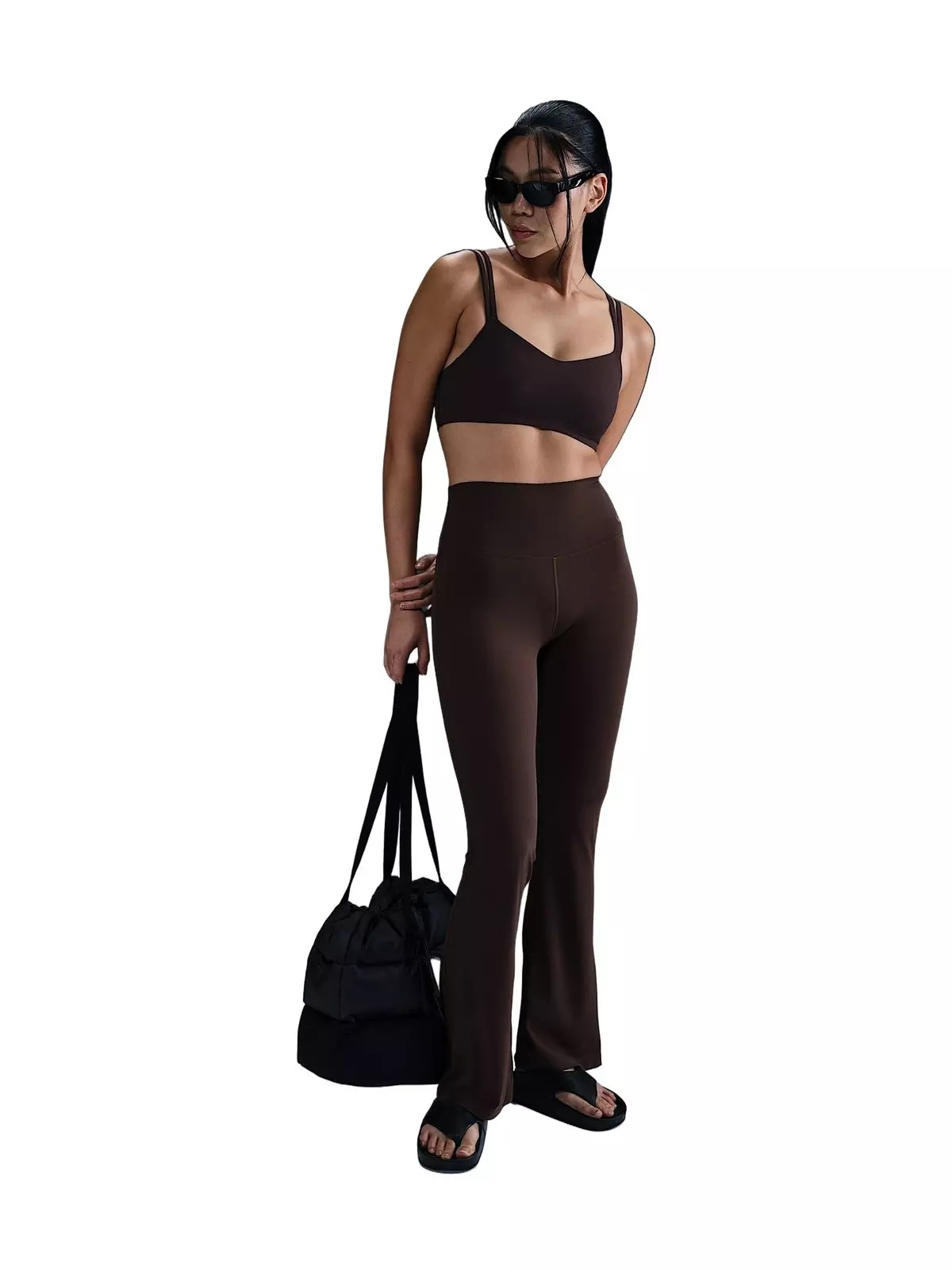 Women's Zenvy High-Waisted Flared Leggings - Brown - 5