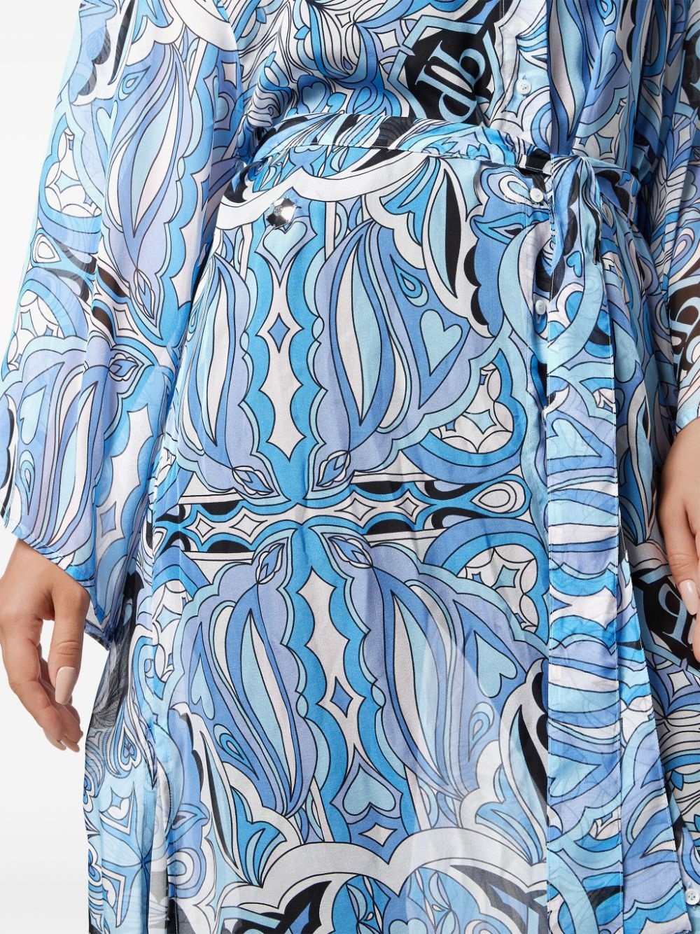 graphic-print silk kaftan dress - 5