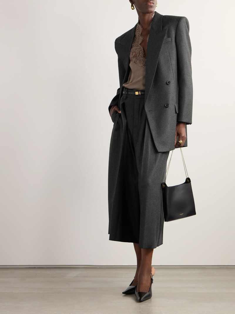 SAINT LAURENT Double-breasted cashmere-twill blazer Dark gray outlook
