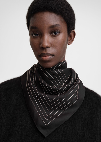 Totême Striped embroidered monogram silk scarf black outlook