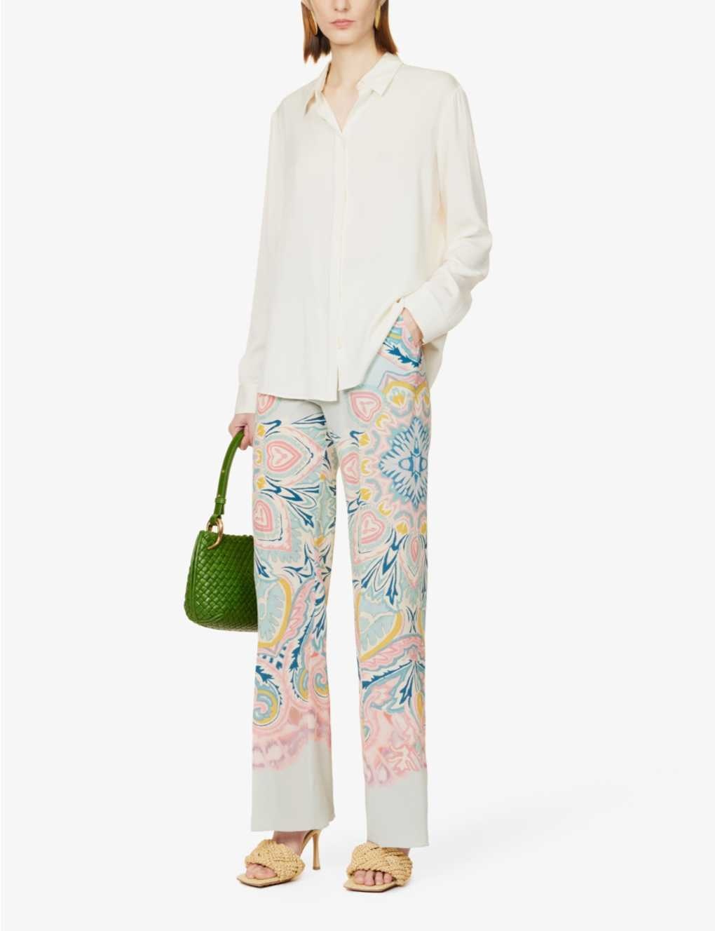 Lucy pattern-embellished silk trousers - 2