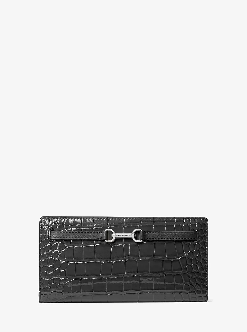 Carson Large Patent Crocodile Embossed Wallet - 1