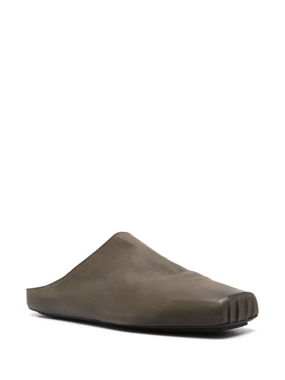 square-toe leather slippers - 2