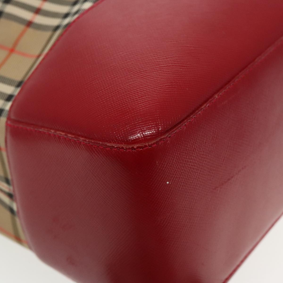 Burberry Nova Check Tote Bag Canvas Red Beige - 9