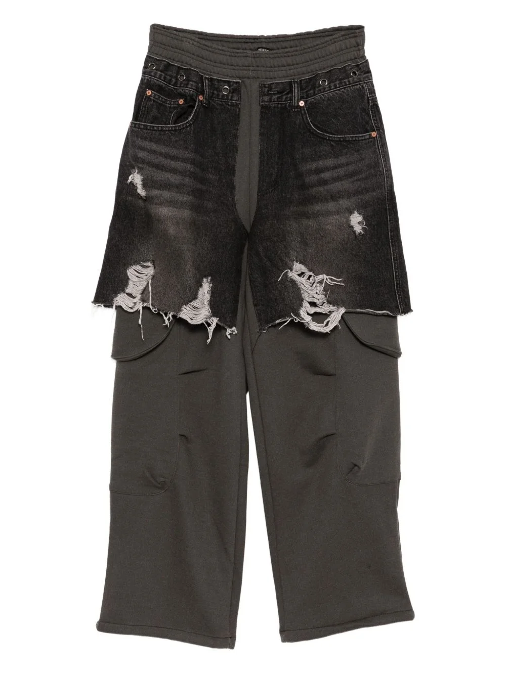 denim-inset trousers - 1