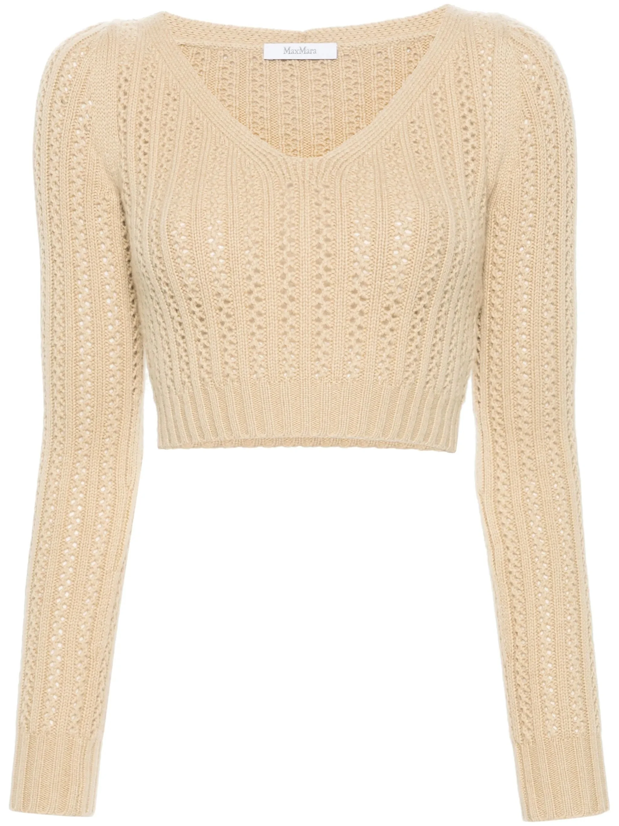 Cropped Open-knit Jumper - 1