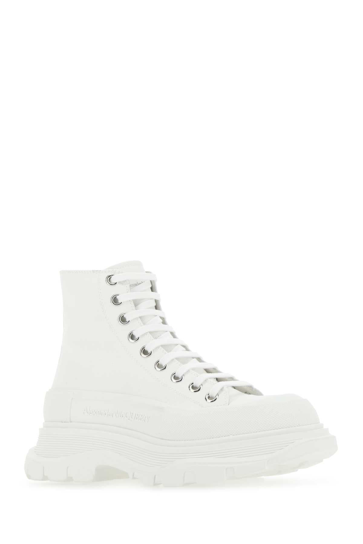 Alexander Mcqueen Women White Canvas Tread Slick Sneakers - 2
