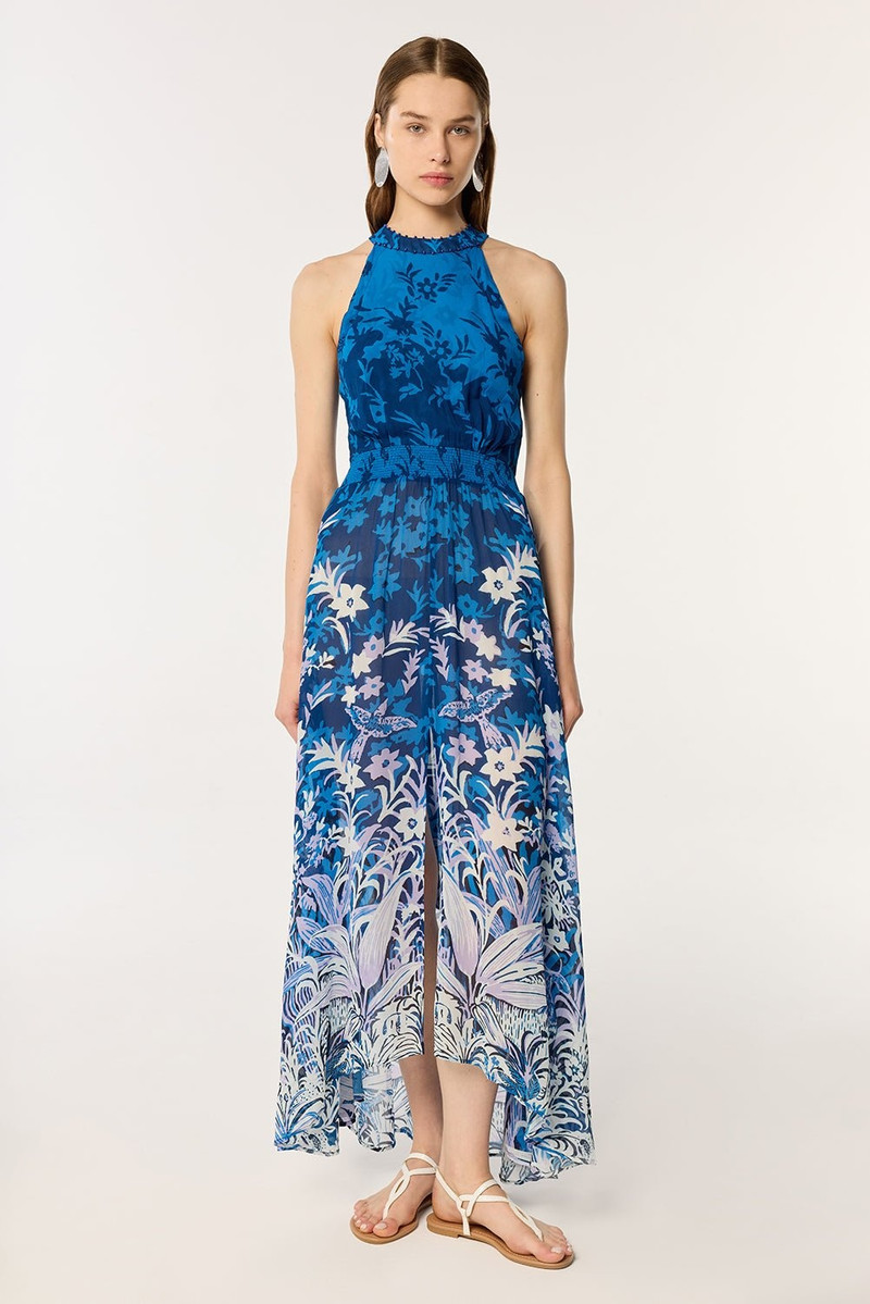 Poupette St Barth Long Dress Clea - Blue Soho outlook