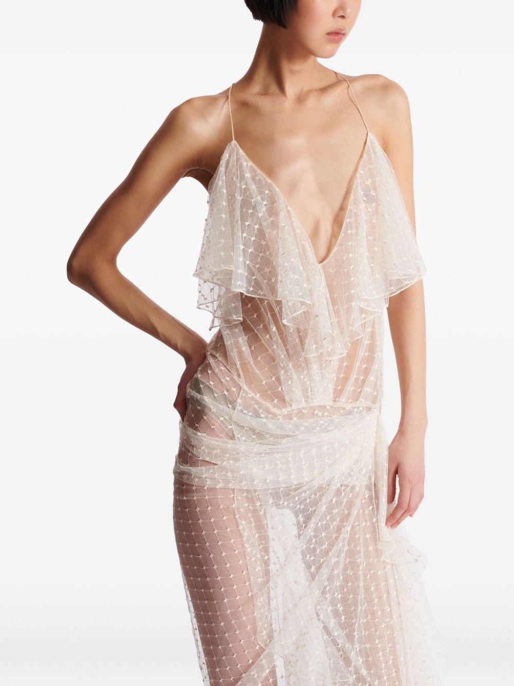 lace-panel maxi dress - 5