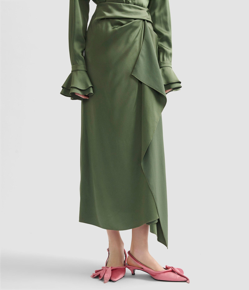 SATIN CADY DRAPED MIDI SKIRT 4