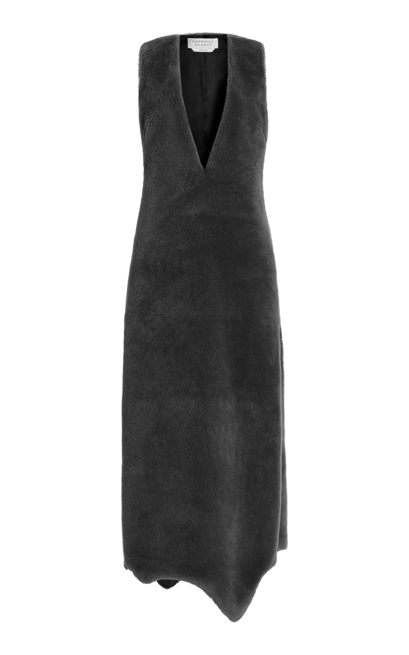 Ornstone Dress in Dark Grey Virgin Wool Silk Cashmere Fur - 1