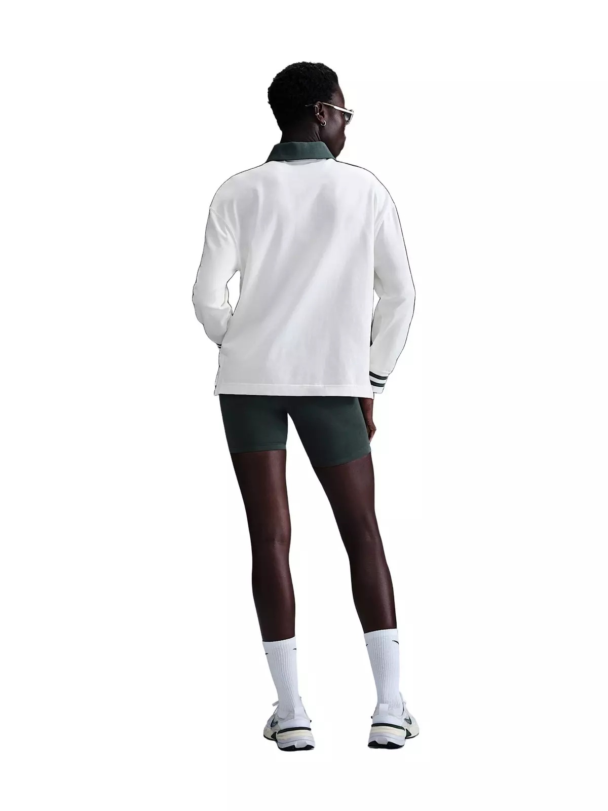 Women's Sportswear Essential Oversized Long-Sleeve Polo - White - 5